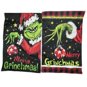 Set Of 2 Merry Grinchmas Garden Flags Double-Sided Christmas Decoration READ